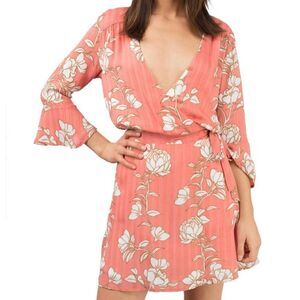MINKPINK Lovina Floral Wrap Dress Coral